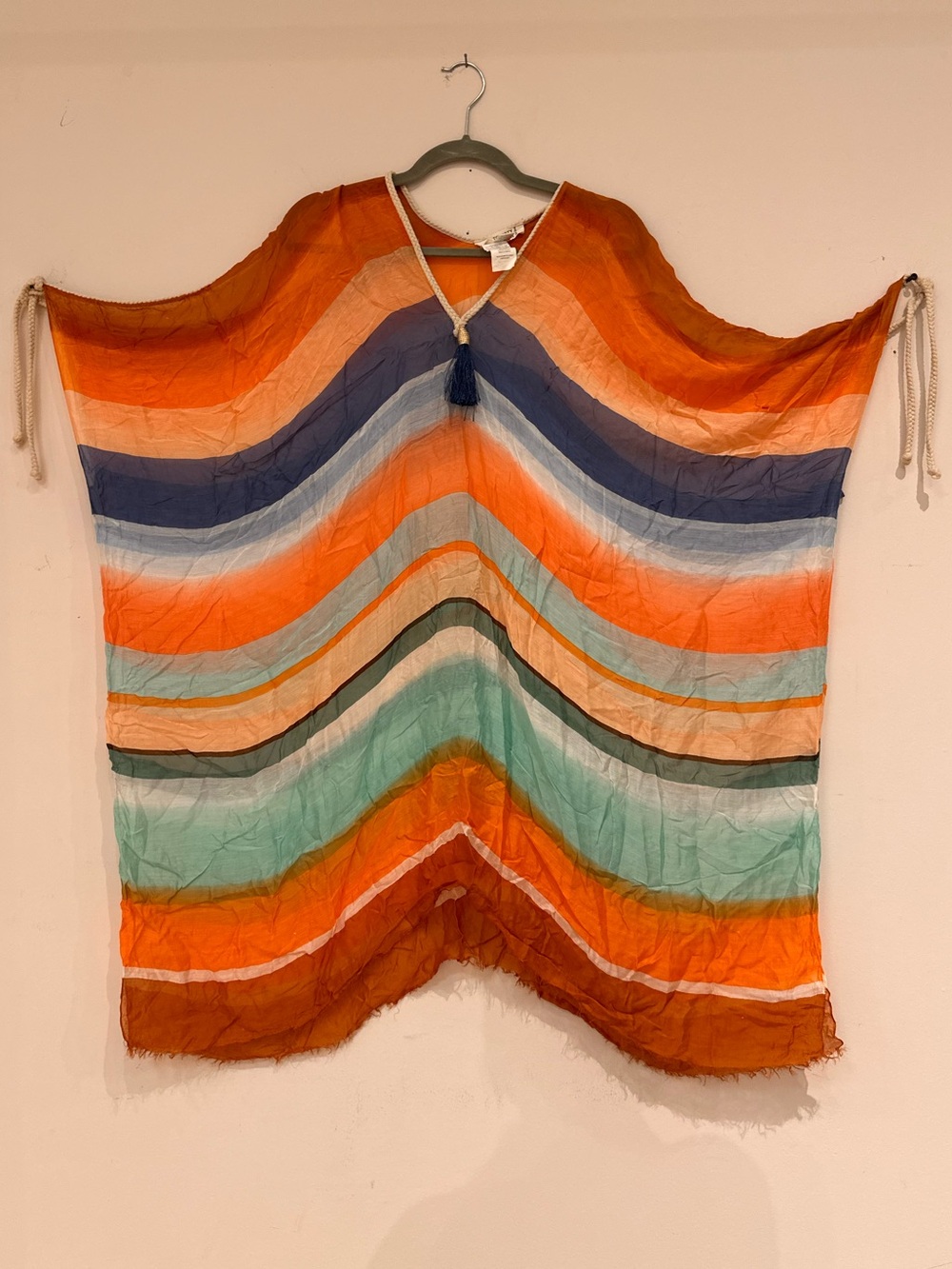 Subtle Luxury Orange Multi-Stripe V-Neck Tunic